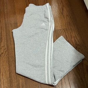 Adidas Light Gray Joggers with White Stripes